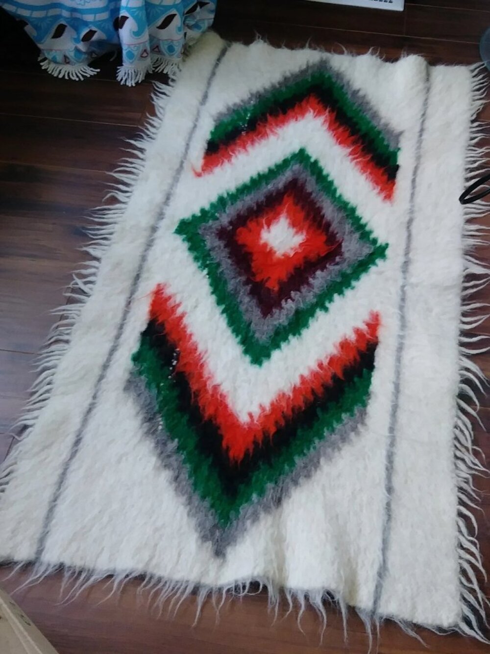Vintage Boho 60's 70's Mohair Rug